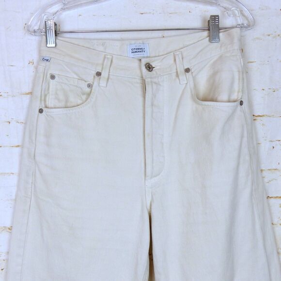 Citizens of Humanity Jeans Womens 27 Gaucho Wide Leg Barrel Ecru Marzipan Wash - Picture 4 of 16